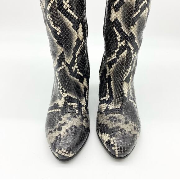 Dusano Womens Boots Size 37 Snakeskin Python Print Chunky Heeled Mobwife Retro - Picture 2 of 10